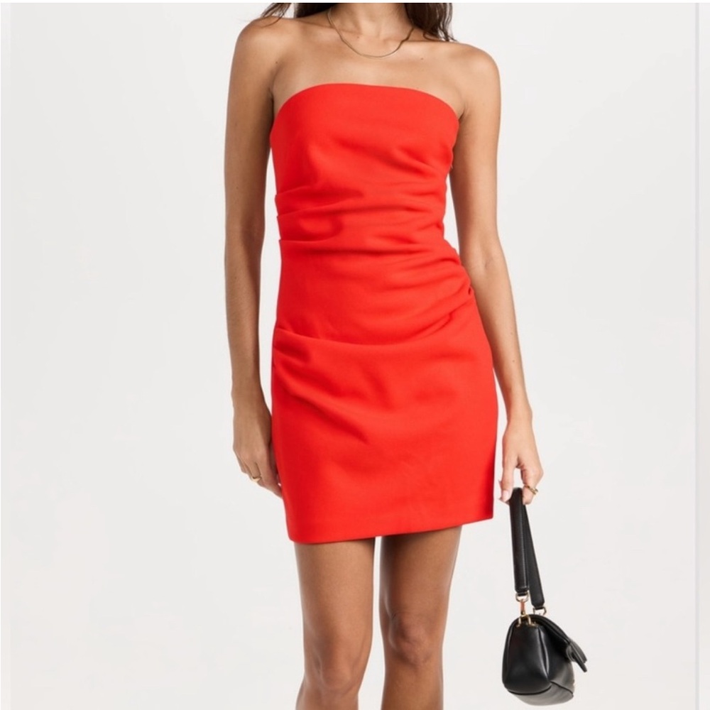 NWT Misha Red Ruched Strapless Cocktail Dress Size XL EU 42